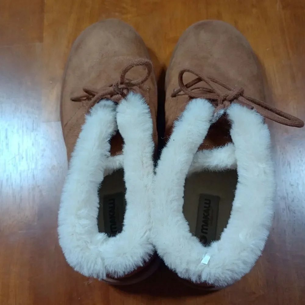 Makalu Kora Shearling Ankle Boots Women's‎ 8 Brown Faux Suede Winter